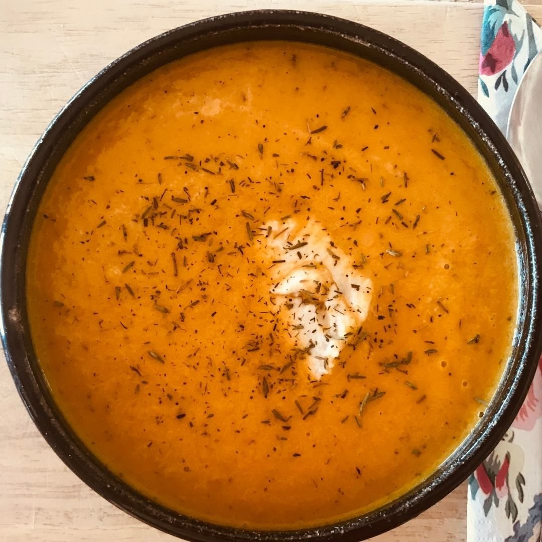 Carrot Apple and ginger soup